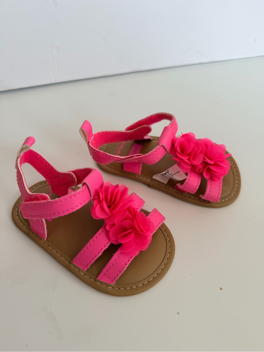 Baby Bright Pink Floral Strap Sandals